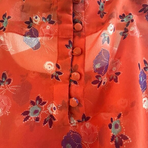 Vintage American Eagle Outfitters Orange Sheer Floral Sleeveless Top – XS - Picture 6 of 9
